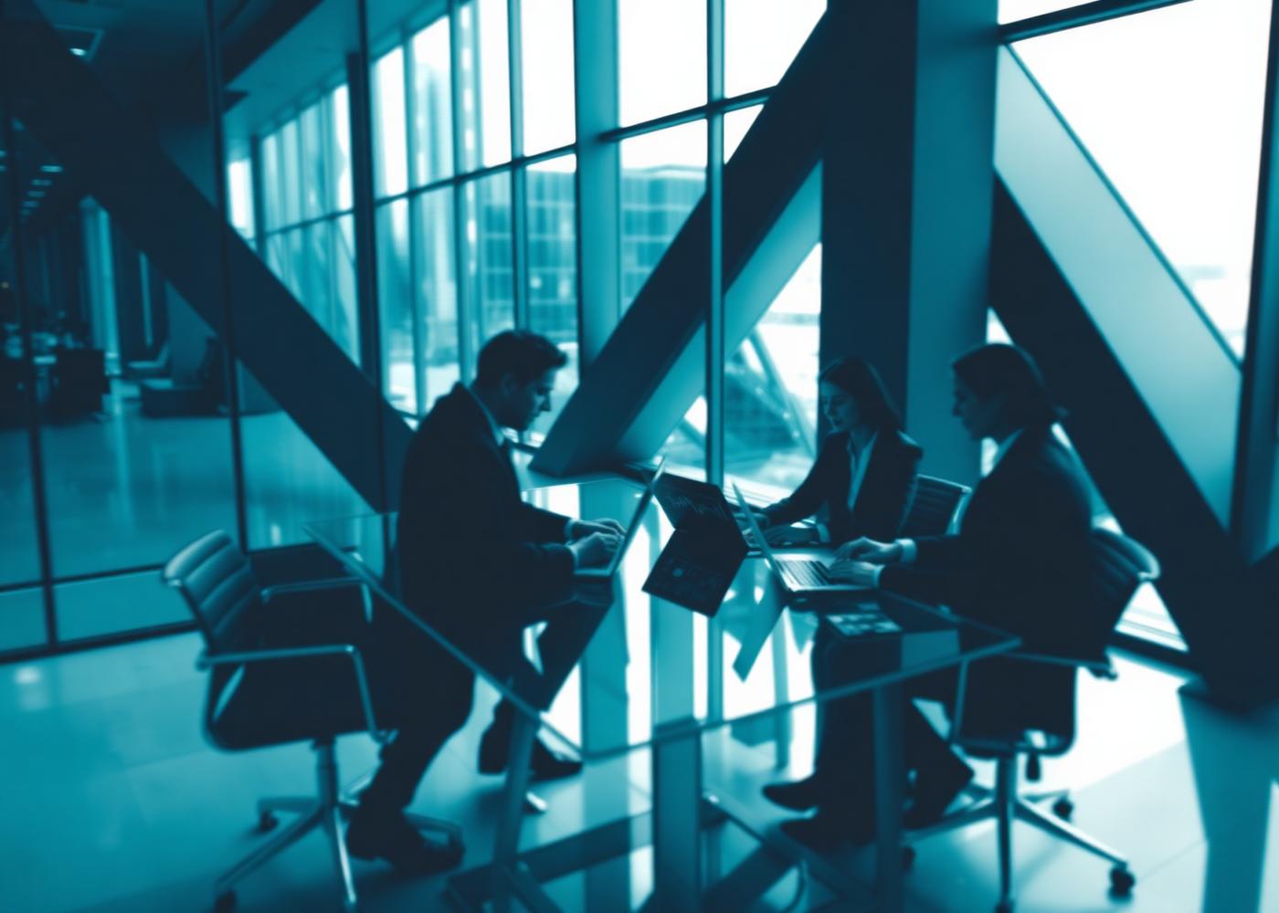 Accounting professionals collaborating in a modern office